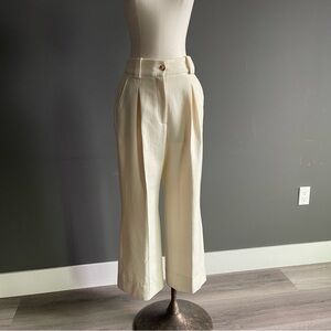 Sézane Cream Textured Wool-Blend Tailored Trousers (Altered Waist/Hem)